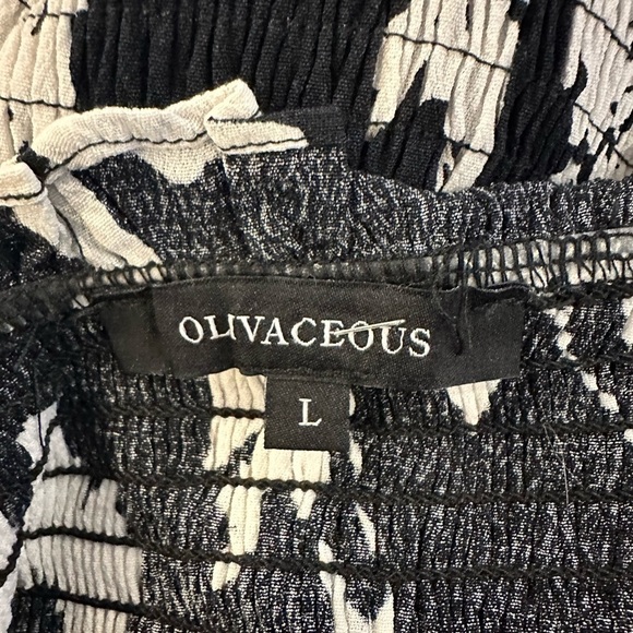 Olivaceous Anthropologie black and  white boho floral summer dress ruffles SZ L - Picture 5 of 5